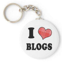 I Love (Plaid Heart) Blogs Keychain