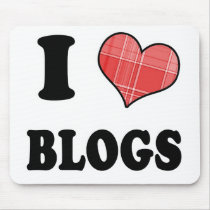 I Love (Plaid Heart) Blogs Mousepads