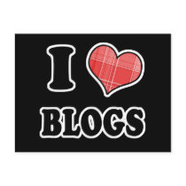 I Love (Plaid Heart) Blogs Post Cards