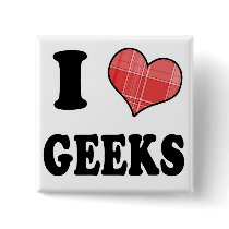I Love (Plaid Heart) Geeks Pins