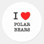 I Love Polar Bears Round Stickers