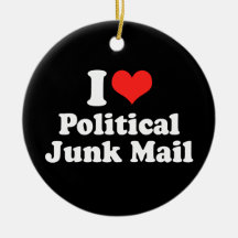 I LOVE POLITICAL JUNK MAIL.png Christmas Tree Ornaments