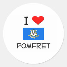 I Love Pomfret Connecticut Round Sticker