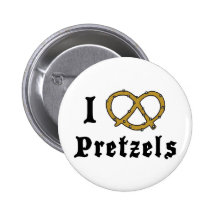 I Love Pretzels Pinback Buttons