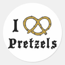 I Love Pretzels Stickers