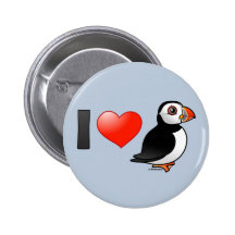 I Love Puffins Pinback Button
