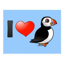 I Love Puffins Post Card