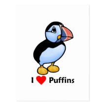 I love Puffins Postcards