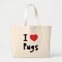 I Love pugs Canvas Bags