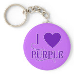 I Love Purple with Purple Heart Keychain