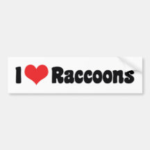 I Love Raccoons Bumper Sticker