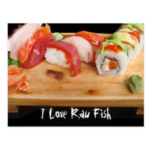 I Love Raw Fish Postcards