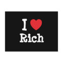 I love Rich heart custom personalised postcards
