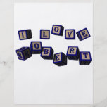 I love Robert toy blocks in blue Flyer Design