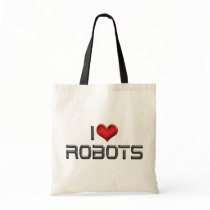 I Love Robots Tote Bags