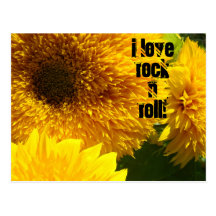 I Love Rock n Roll postcards Sunflower Bright