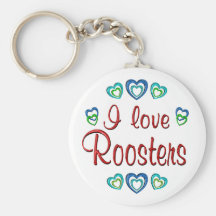I Love Roosters Keychains