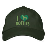 I Love Rotties Green embroidered hats