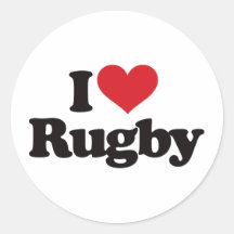 I Love Rugby Round Sticker