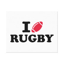 I love Rugby Stretched Canvas Print