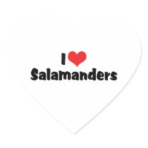 I Love Salamanders Heart Stickers