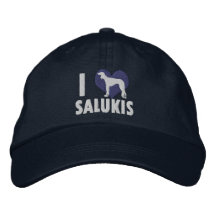 I Love Salukis Embroidered Hat (Blue)