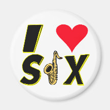 I Love Sax Fridge Magnet