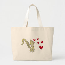 I Love Saxaphone Hearts Canvas Bag