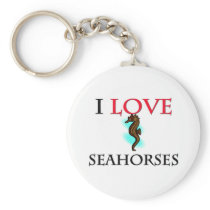 I Love Seahorses keychains