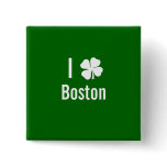 I love (shamrock) Boston St Patricks Day buttons