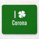 I love (shamrock) Corona St Patricks Day mousepads