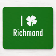 I love (shamrock) Richmond St Patricks Day Mousepads