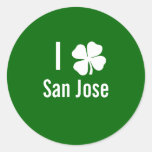 I love (shamrock) San Jose St Patricks Day Round Sticker