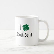 I love (shamrock) South Bend St Patricks Day Coffee Mugs