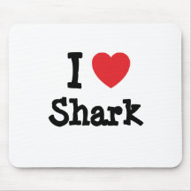 I love Shark heart T-Shirt Mouse Mat