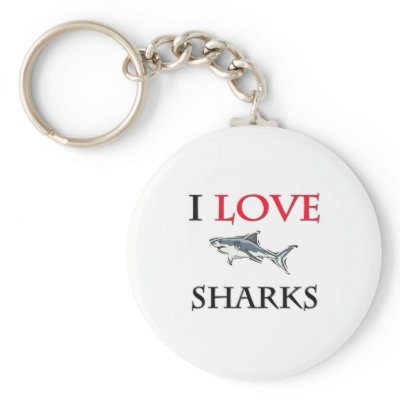 I Love Sharks Keychain by tshirtshirts