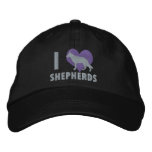 I Love Shepherds Embroidered Hat (Monochrome) embroidered hats