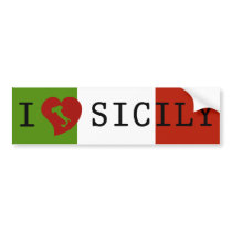 I Love Sicily Flag Bumper Sticker