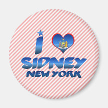 I love Sidney, New York Fridge Magnets