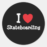 I love Skateboarding heart custom personalised Round Sticker