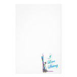I Love Skiing Blue Stationery