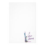 I Love Skiing Purple Custom Stationery