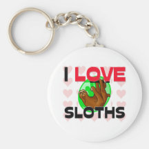 I Love Sloths Key Chain