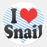 I Love Snail Round Sticker
