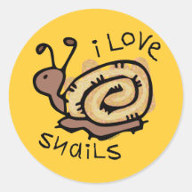 I Love Snails Round Stickers