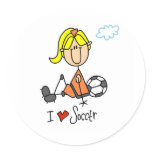 I Love Soccer Stick Figure Sticker