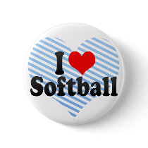 I Love Softball Pinback Button