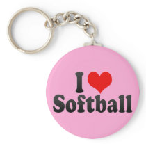 I Love Softball Keychain