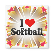 I Love Softball Fridge Magnets