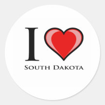 I Love South Dakota Round Sticker